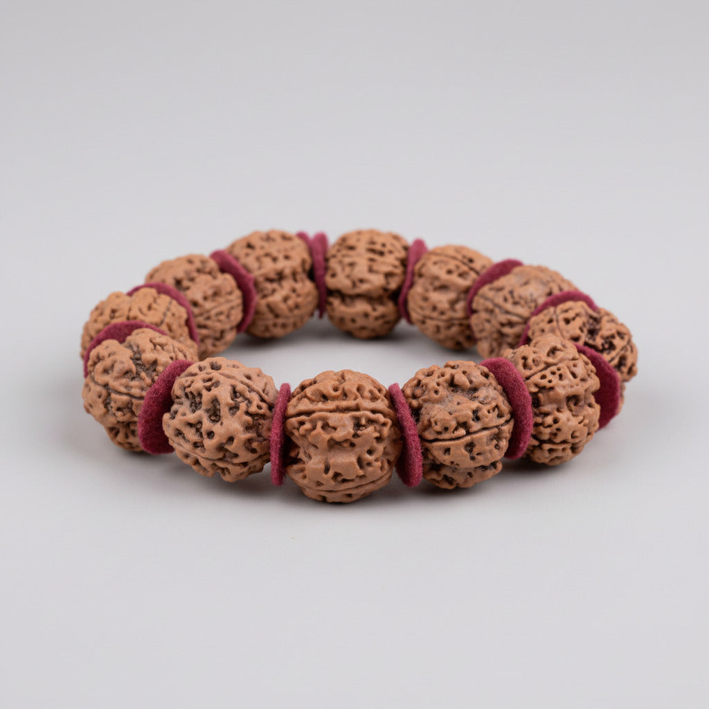 4 Mukhi Nepali Rudraksha Woolen Spacers Bracelet-Large