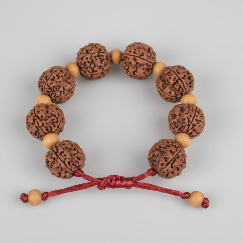 4 Mukhi Nepali Rudraksha x White Sandal Adjustable Bracelet-Small