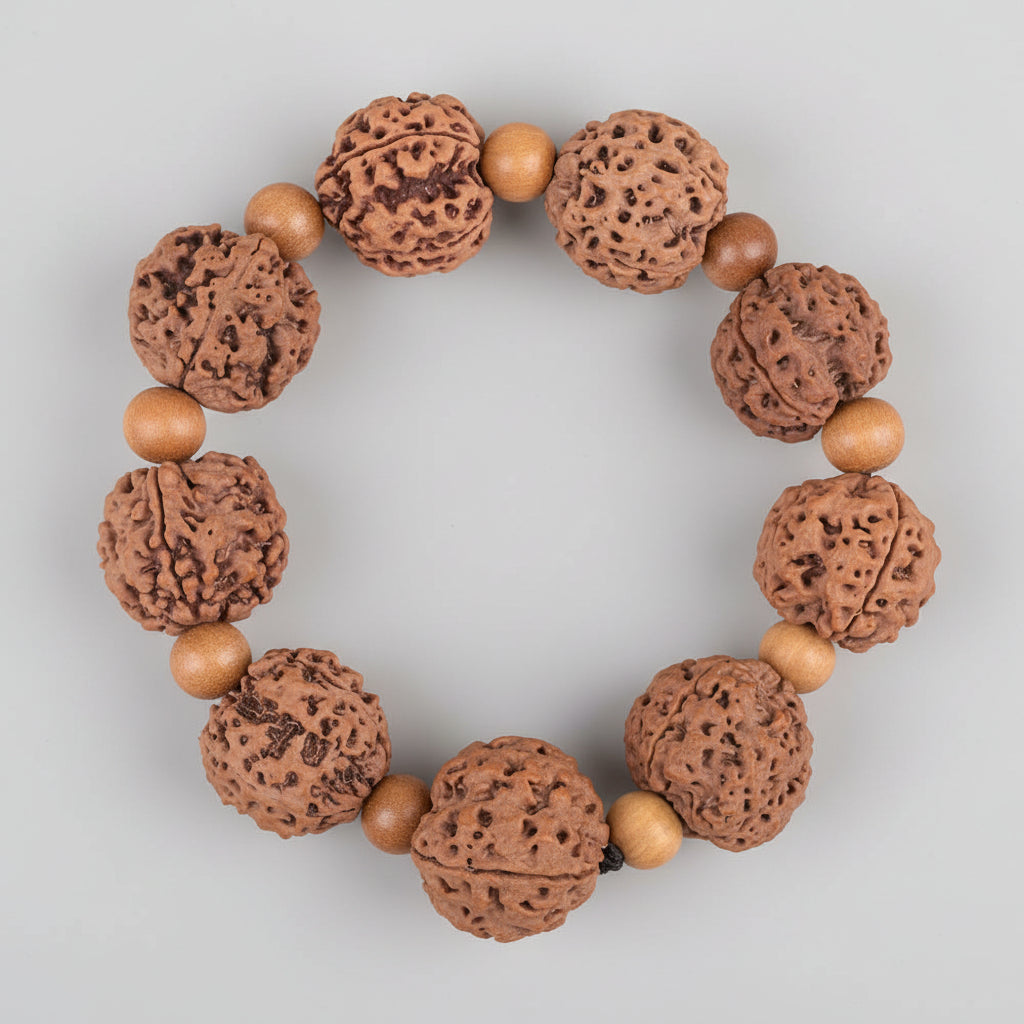 4 Mukhi Nepali Rudraksha x White Sandal Bracelet-Small