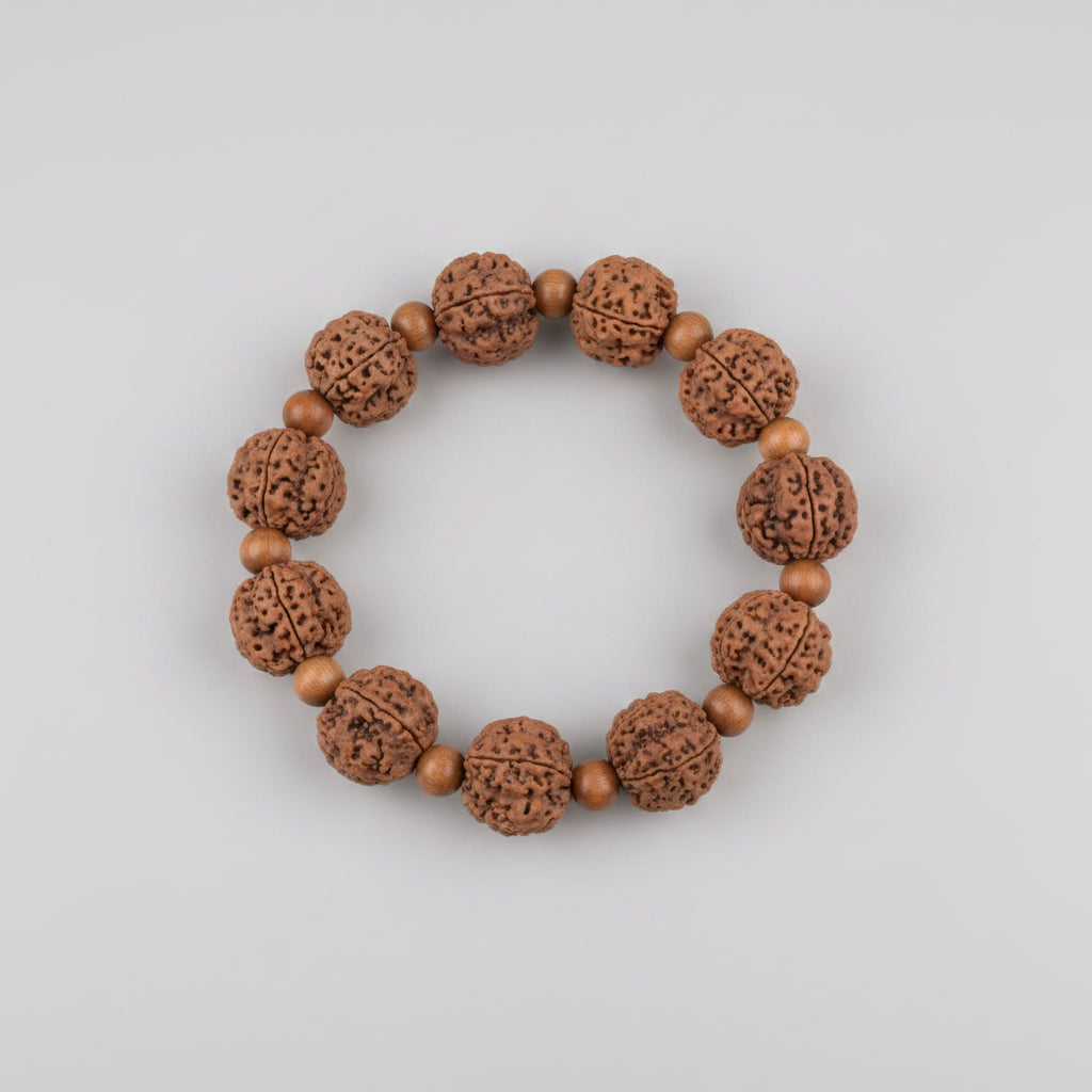 4 Mukhi Nepali Rudraksha x White Sandal Bracelet-Regular