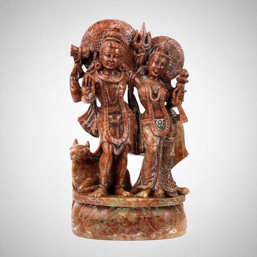 Shiva Parvati Red Aventurine Idol