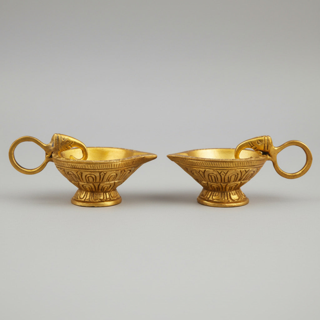 Brass Elephant Aarti Diya Set of 2