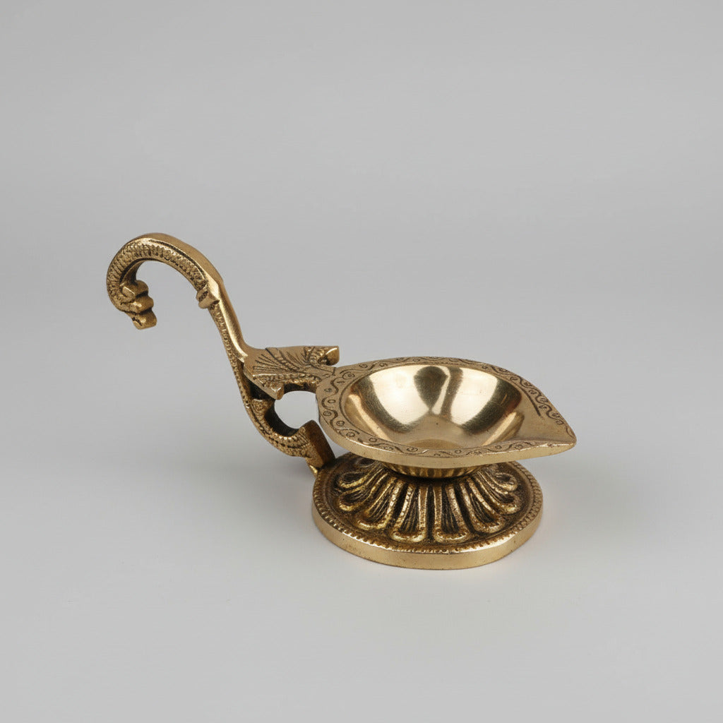 Brass Aarti Diya with Handle