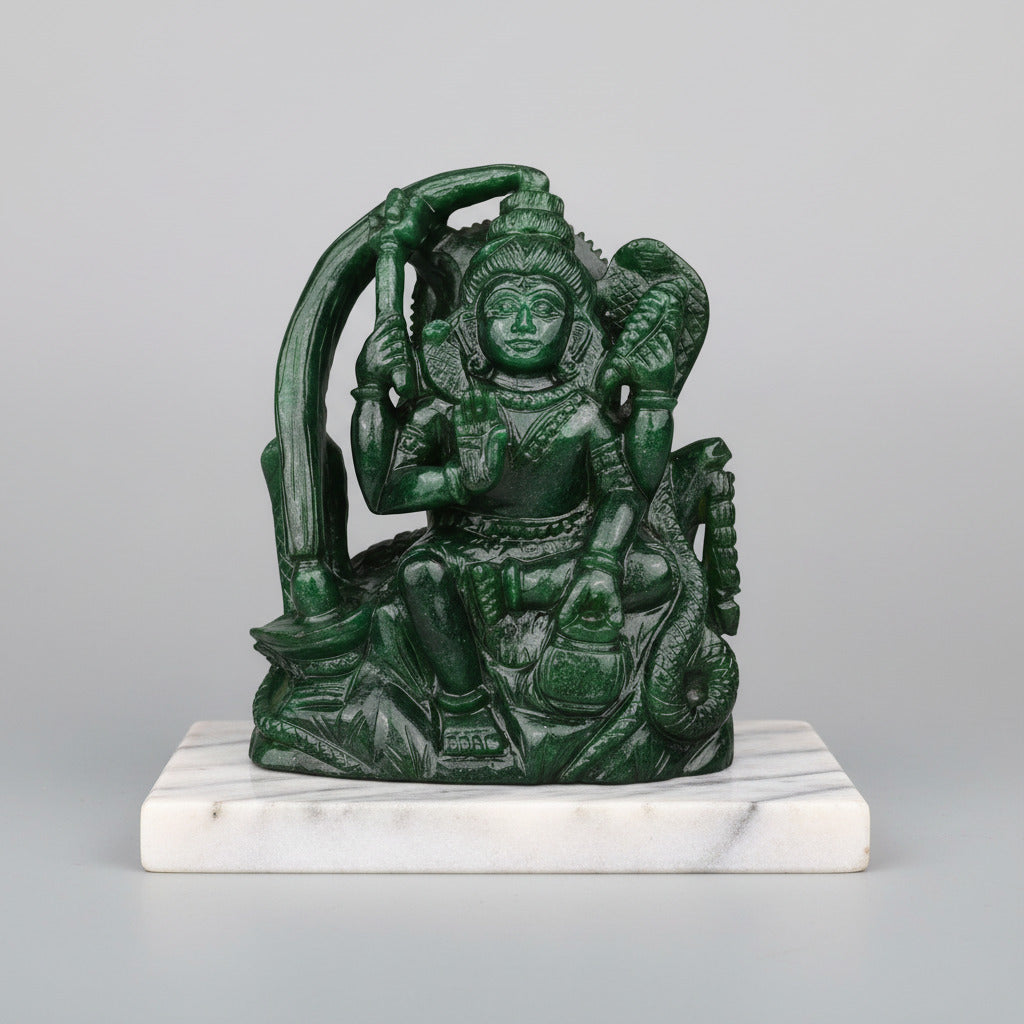 Green Jade Shiva Murti with Nandi - 1.722 Kg