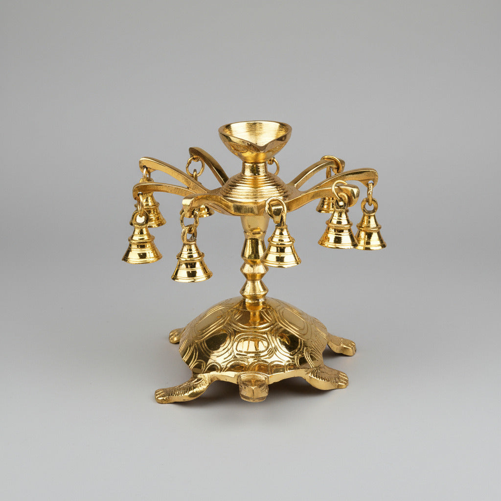 Brass Vastu Kurma Brass Diya With Bells