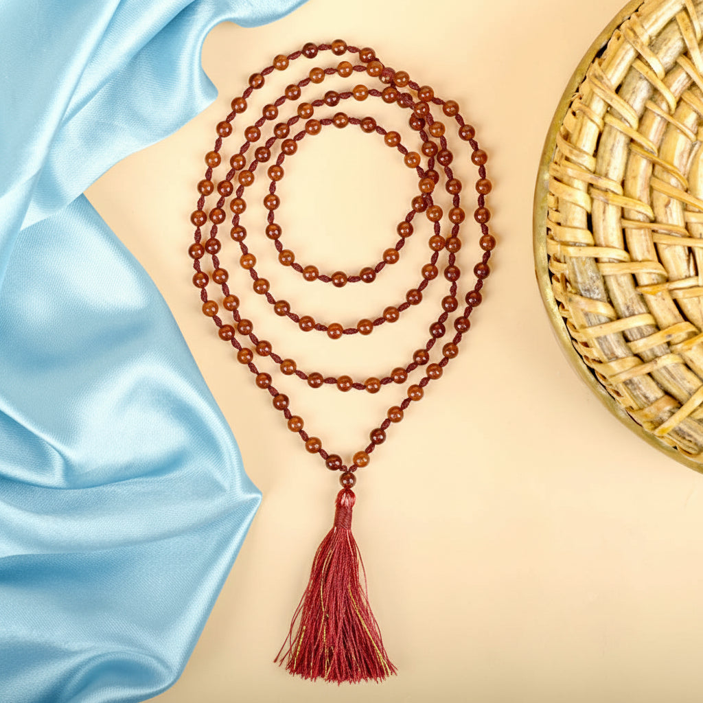 Natural Gomed Hessonite Mala-6 mm
