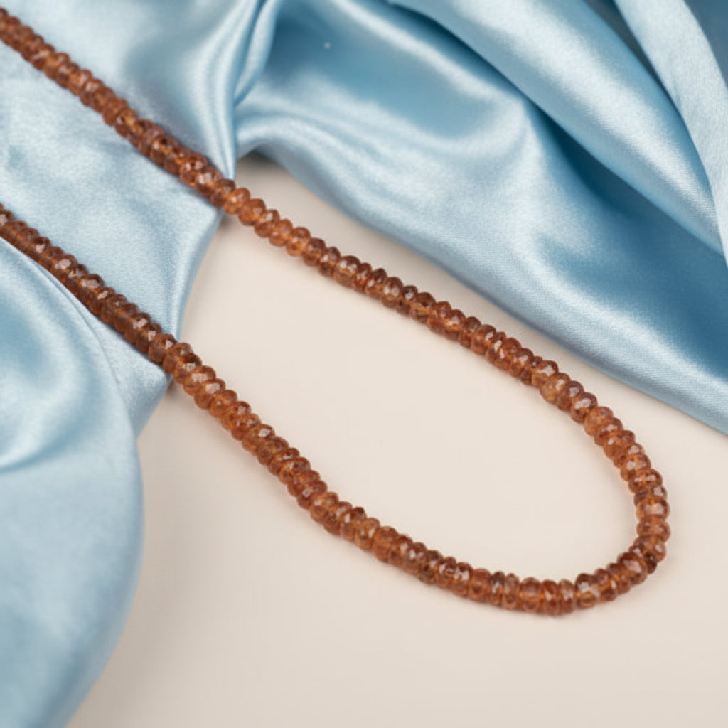 Gomed Faceted Button Shape Beads Necklace