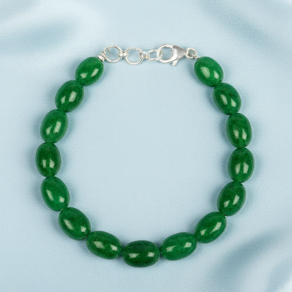 Natural Emerald Oval Beads Bracelet - 96 Carat
