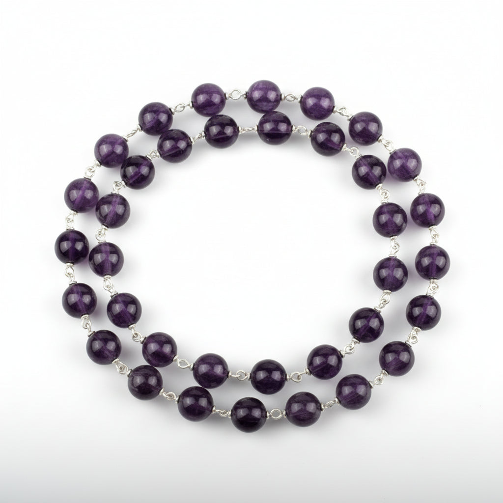Amethyst German Silver Wire Bracelet-10 mm