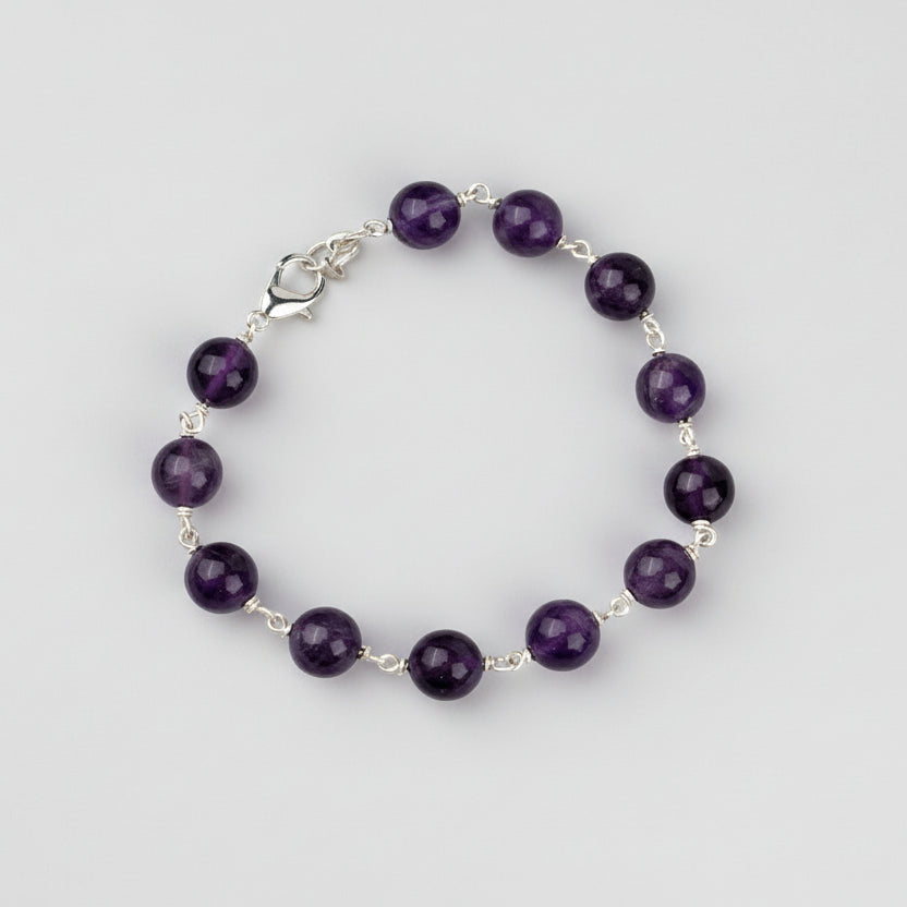 Amethyst German Silver Wire Bracelet-10 mm