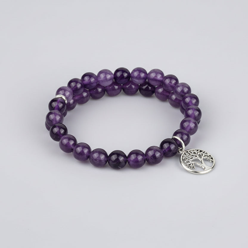 Amethyst Tree of Life Trinklet Bracelet-8 mm