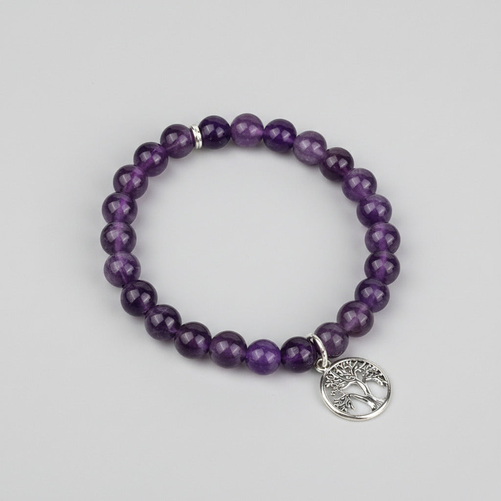 Amethyst Tree of Life Trinklet Bracelet-6 mm