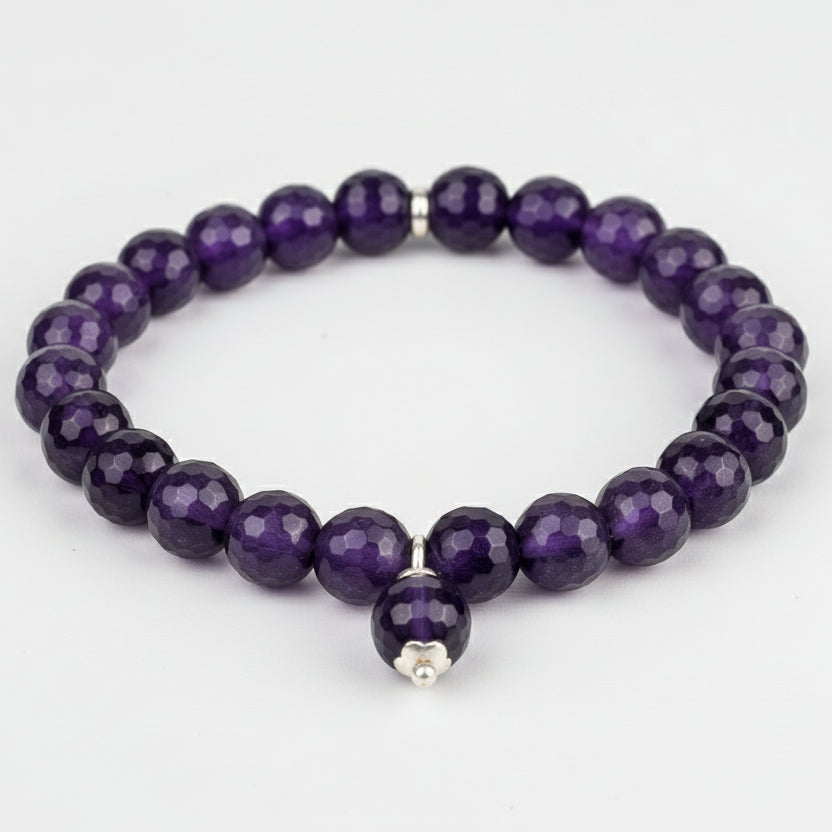 Amethyst Faceted Beads Trinklet Bracelet-8 mm