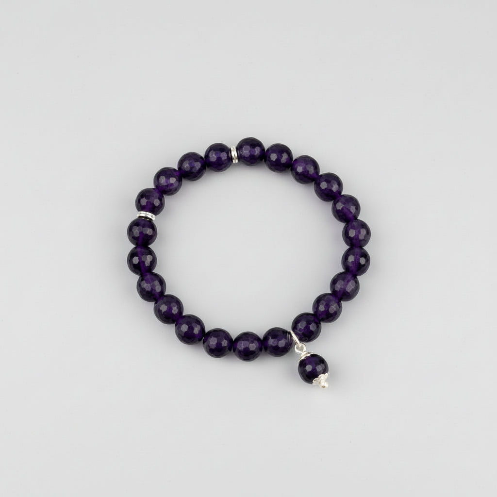 Amethyst Faceted Beads Trinklet Bracelet-8 mm