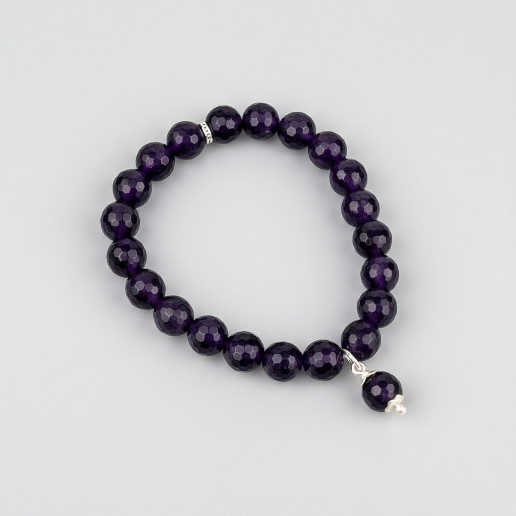 Amethyst Faceted Beads Trinklet Bracelet-6 mm