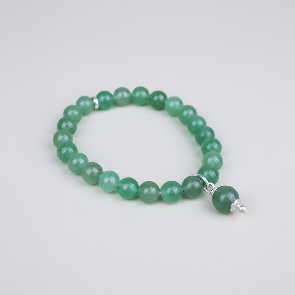 Green Aventurine Silver Trinklet Bracelet-10 mm
