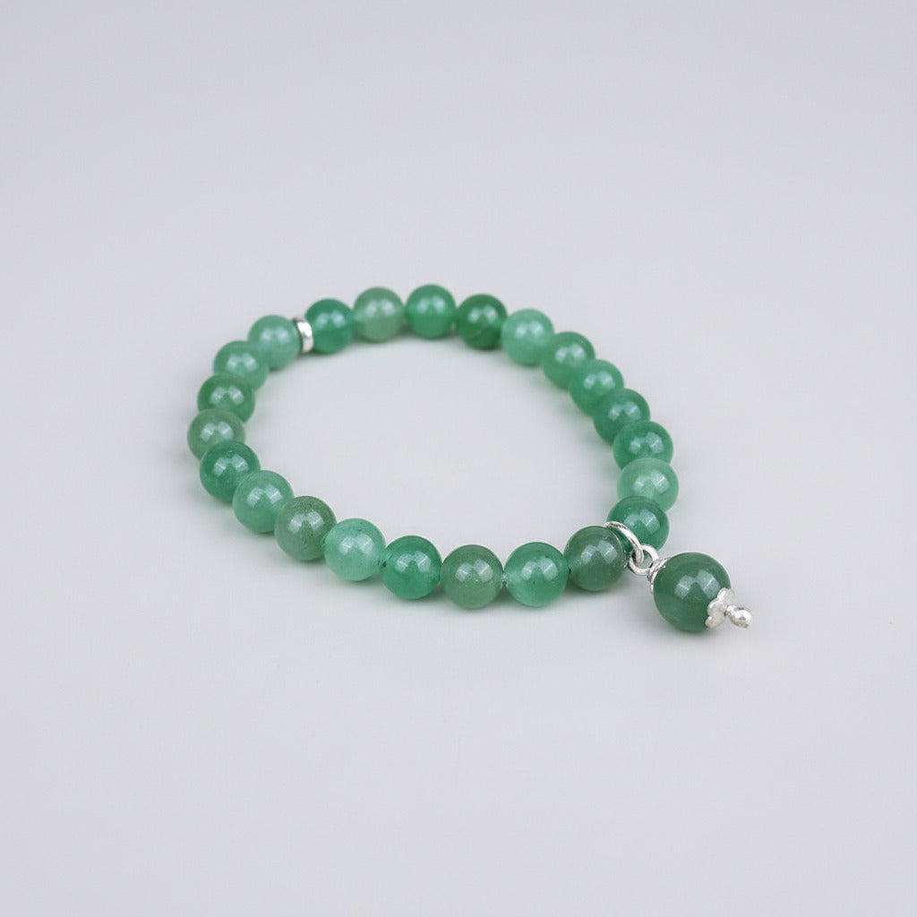 Green Aventurine Silver Trinklet Bracelet-8 mm