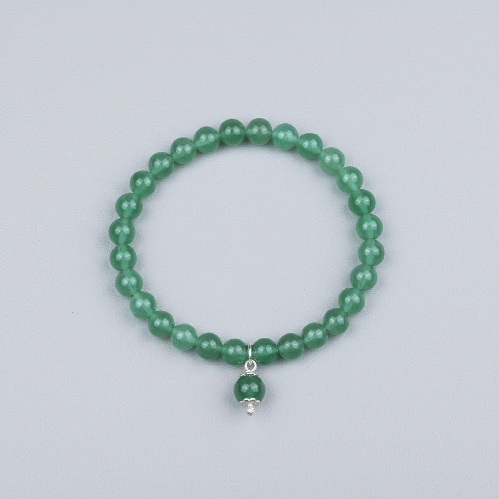 Green Aventurine Silver Trinklet Bracelet-10 mm