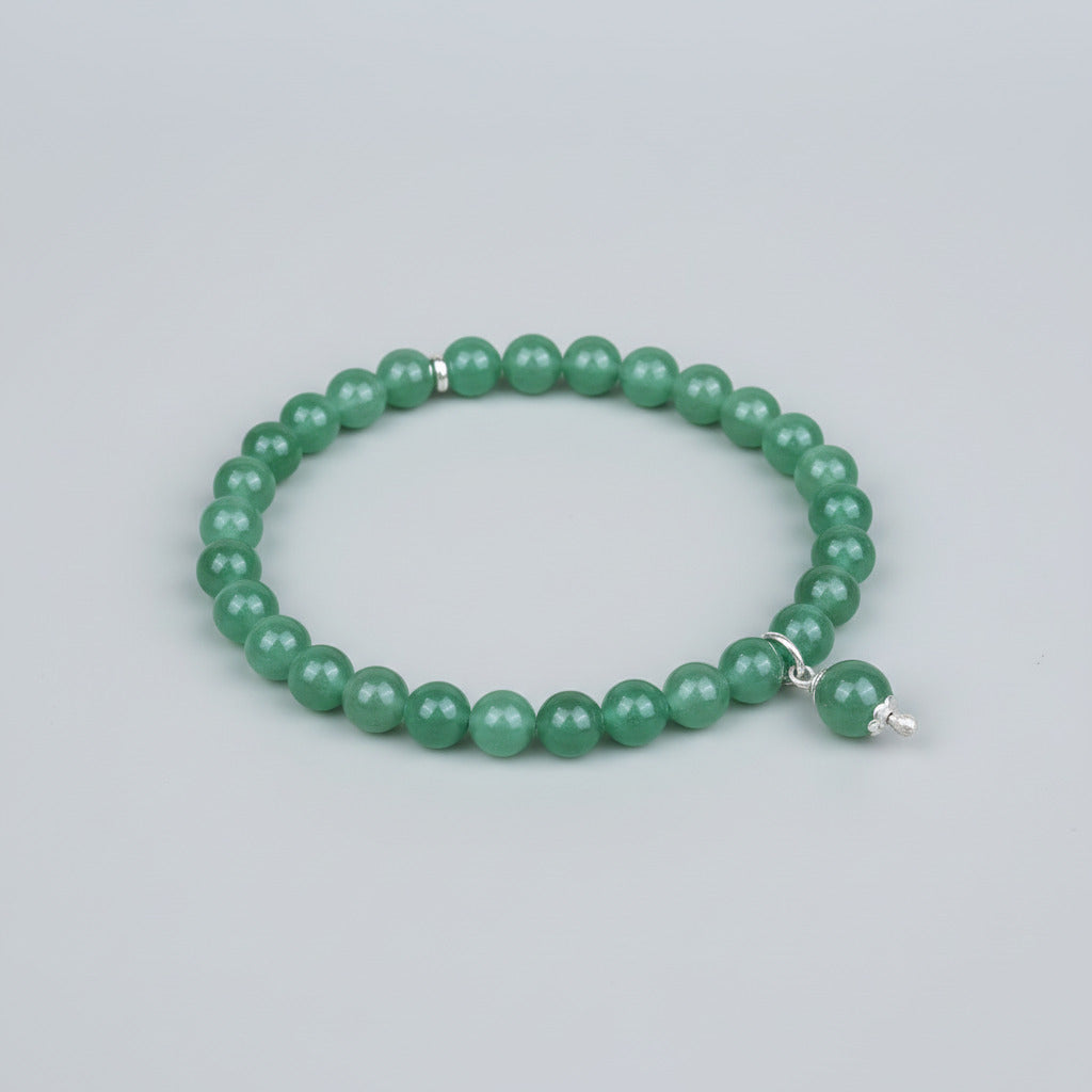 Green Aventurine Silver Trinklet Bracelet-8 mm