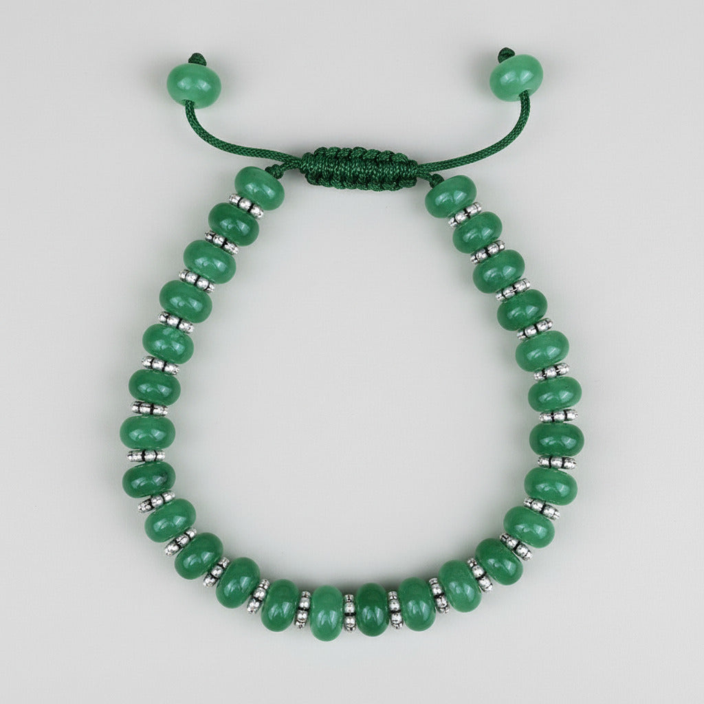Green Aventurine Eliptical Bead Adjustable Bracelet