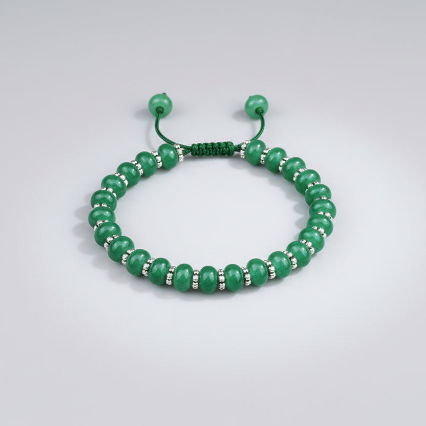 Green Aventurine Eliptical Bead Adjustable Bracelet