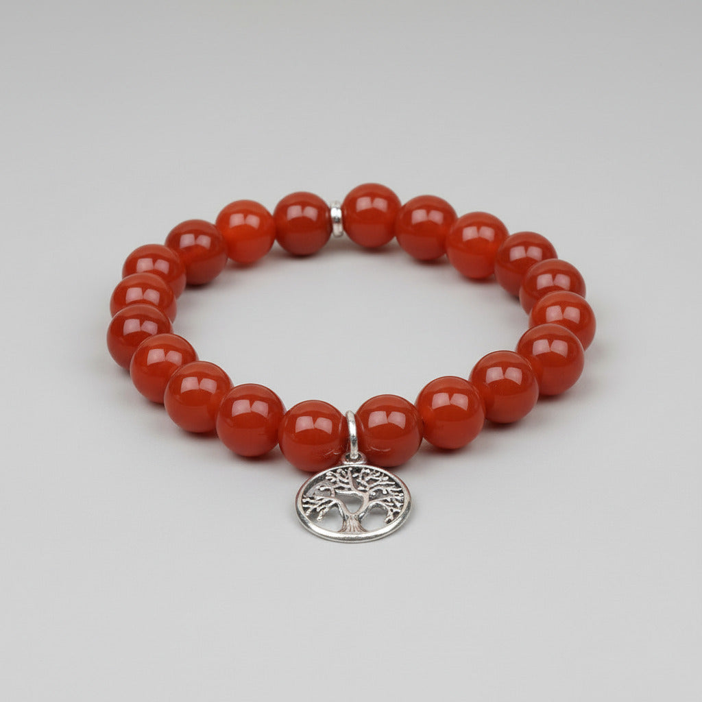 Red Carnelian Tree of Life Bracelet-10 mm