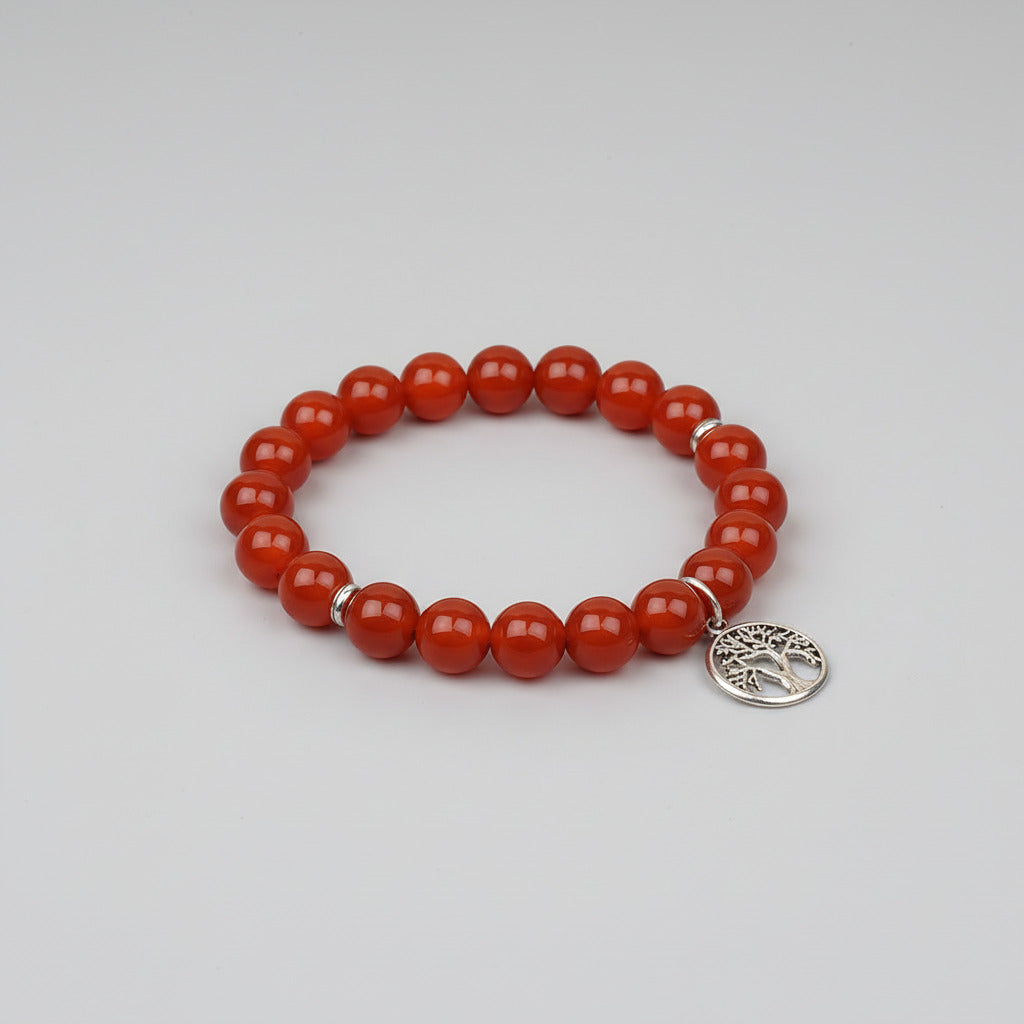 Red Carnelian Tree of Life Bracelet-10 mm