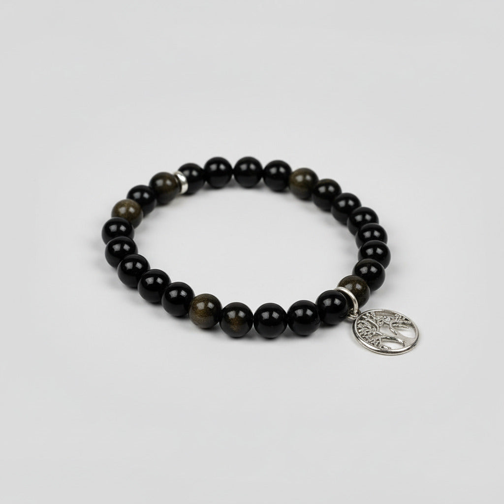 Black Obsidian Tree of Life Bracelet