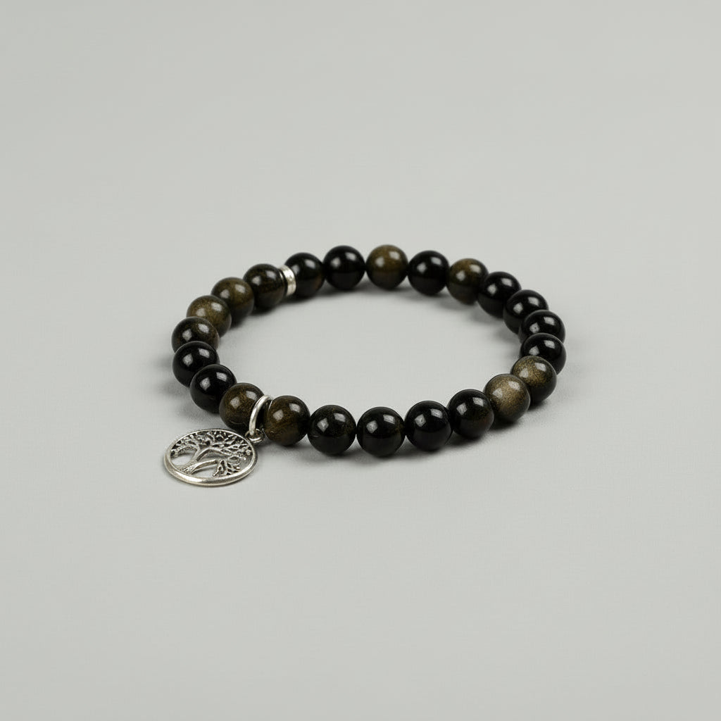 Black Obsidian Tree of Life Bracelet