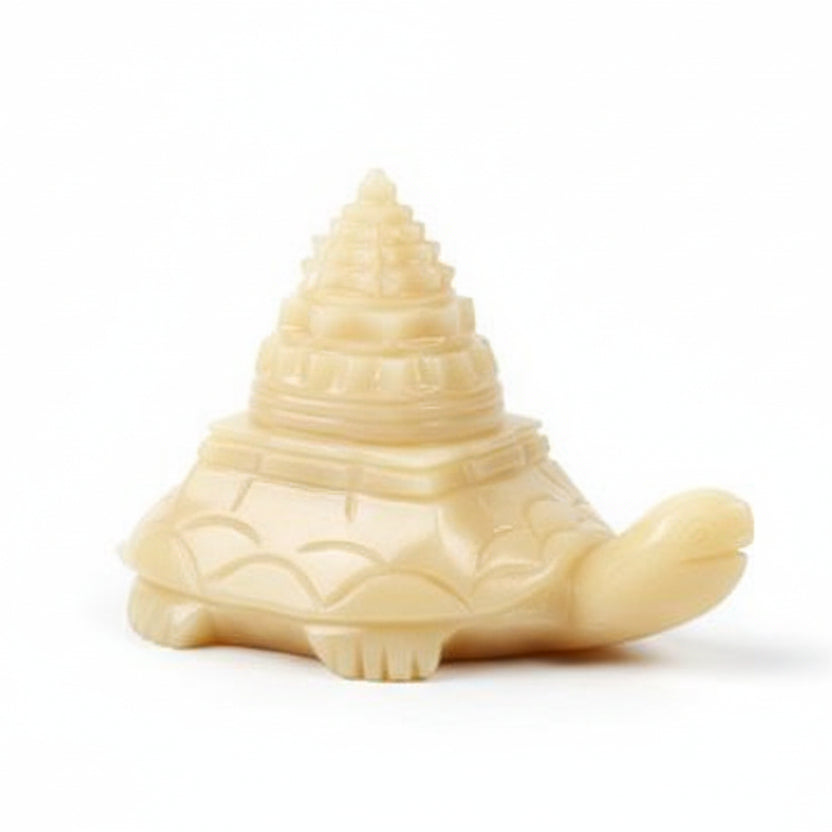 Kurma Shree Yantra in Ivory Yellow Jade 136 gms