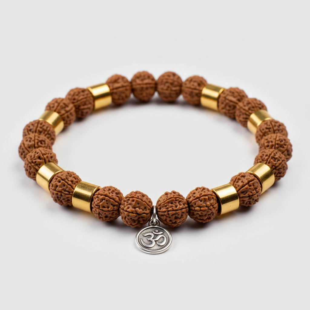 8 Mukhi Ganesha Bracelet From Java In Woolen Spacers-14 mm