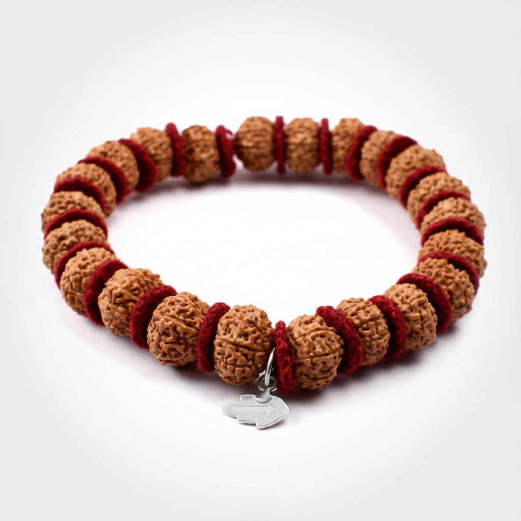 9 Mukhi Durga Shakti Bracelet From Java In Woolen Spacers-14 mm
