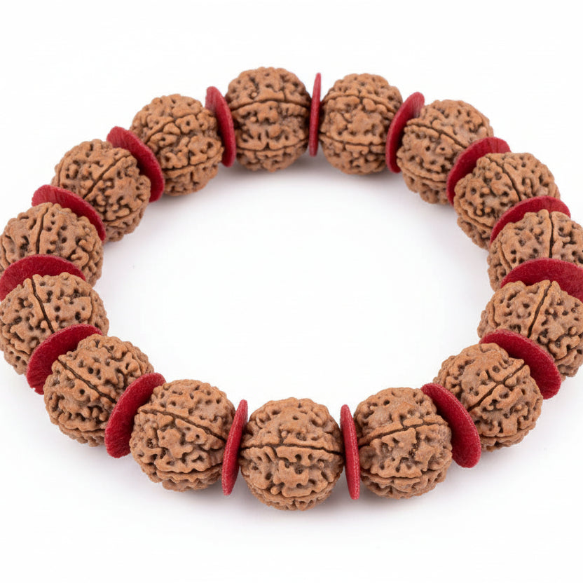 6 Mukhi Nepali Rudraksha Woolen Spacers Bracelet-Regular