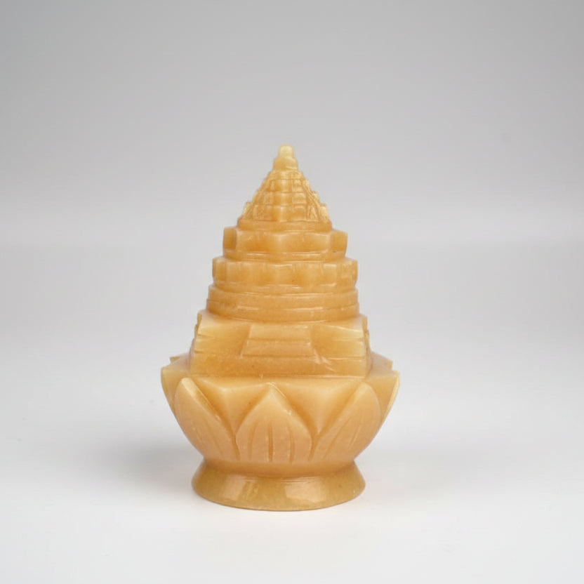 Ivory Yellow Jade Shree Yantra on Lotus 230 to 240 gms