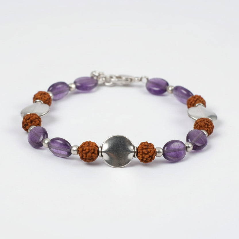 Amethyst and Rudraksha Bracelet
