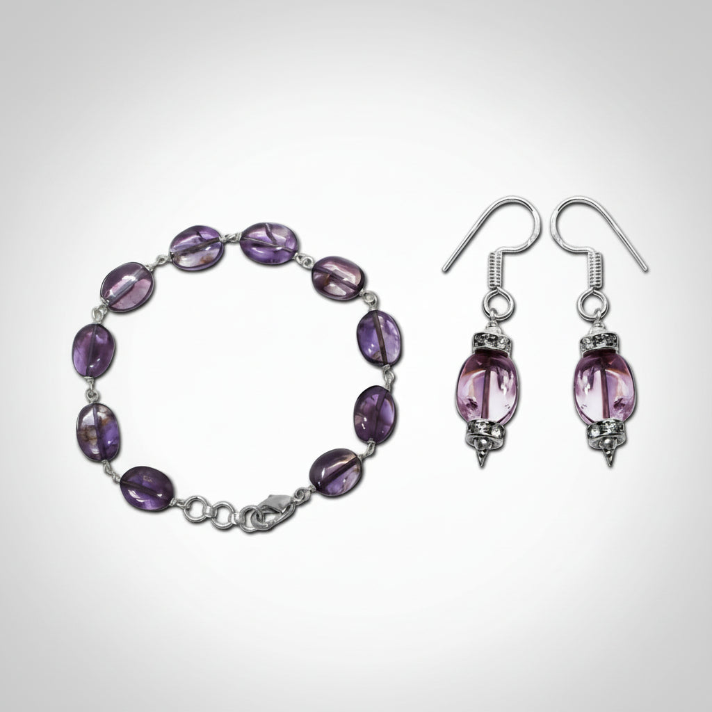 Amethyst Bracelet and Earring Set (11 mm)