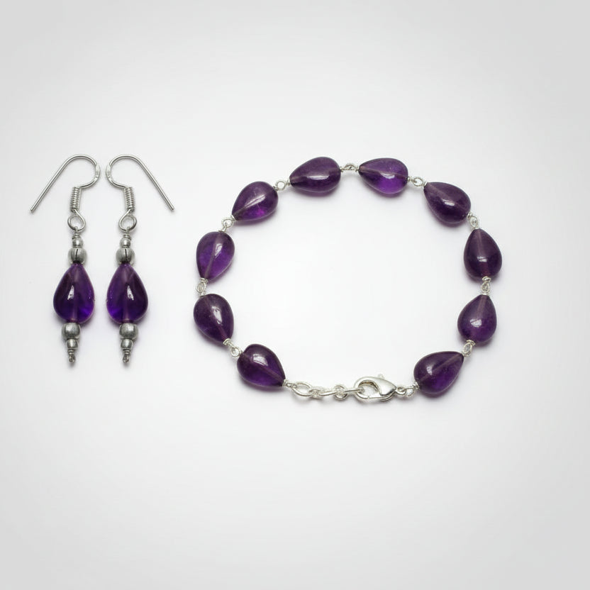 Amethyst Bracelet and Earring Set (13 mm)