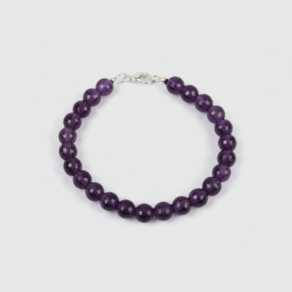 Amethyst Faceted Bead Bracelet (8 mm)