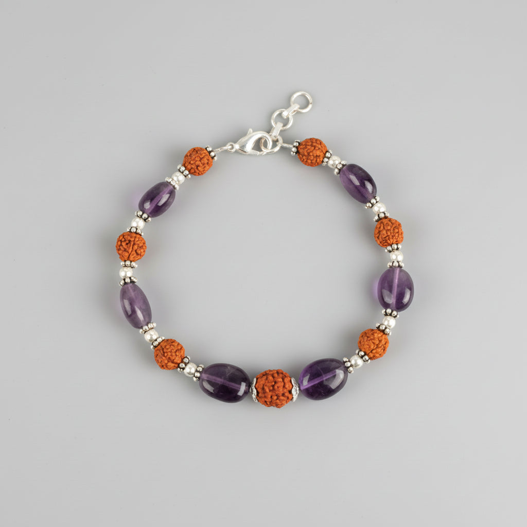 Amethyst Oval 7 mm Bracelet (Design I)