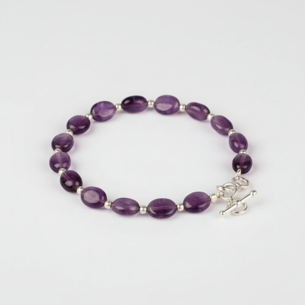 Amethyst Oval 7mm Bracelet (Design II)