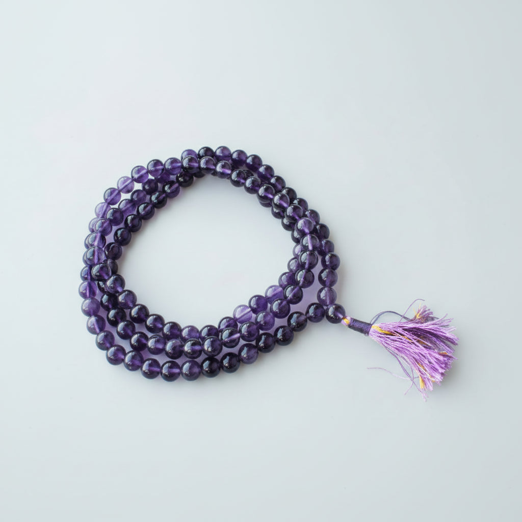 Amethyst Round Mala (7 mm)-108+1 Beads
