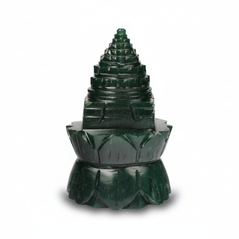 Green Jade Shree Yantra on Lotus 242 gms
