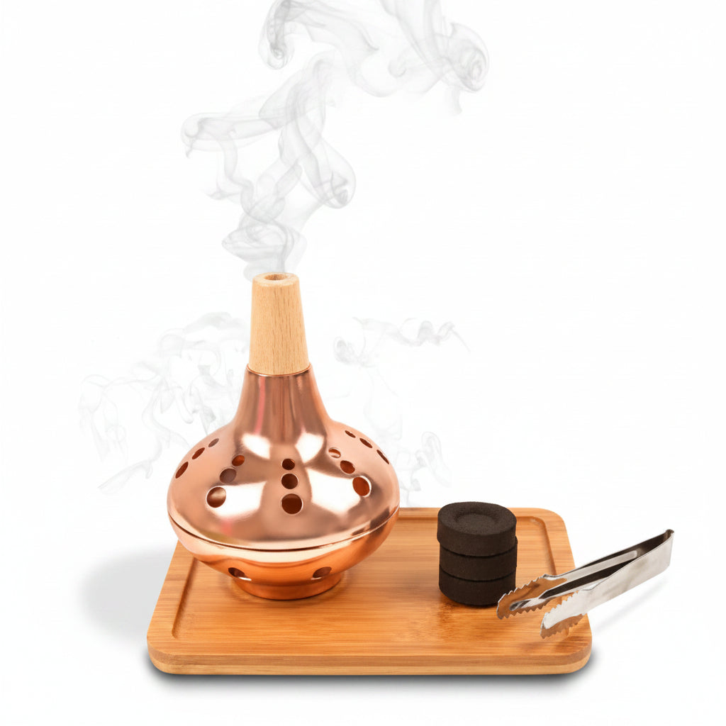 Incense Burner in Copper-with Charcoal and Oudh Powder