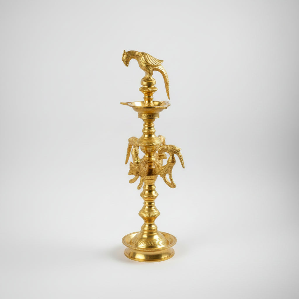 Parrot Multiple Oil Lamp In Brass