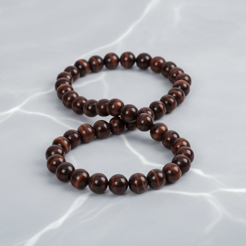 Red Tiger Eye Round Mala (12 mm)-54+1 Beads