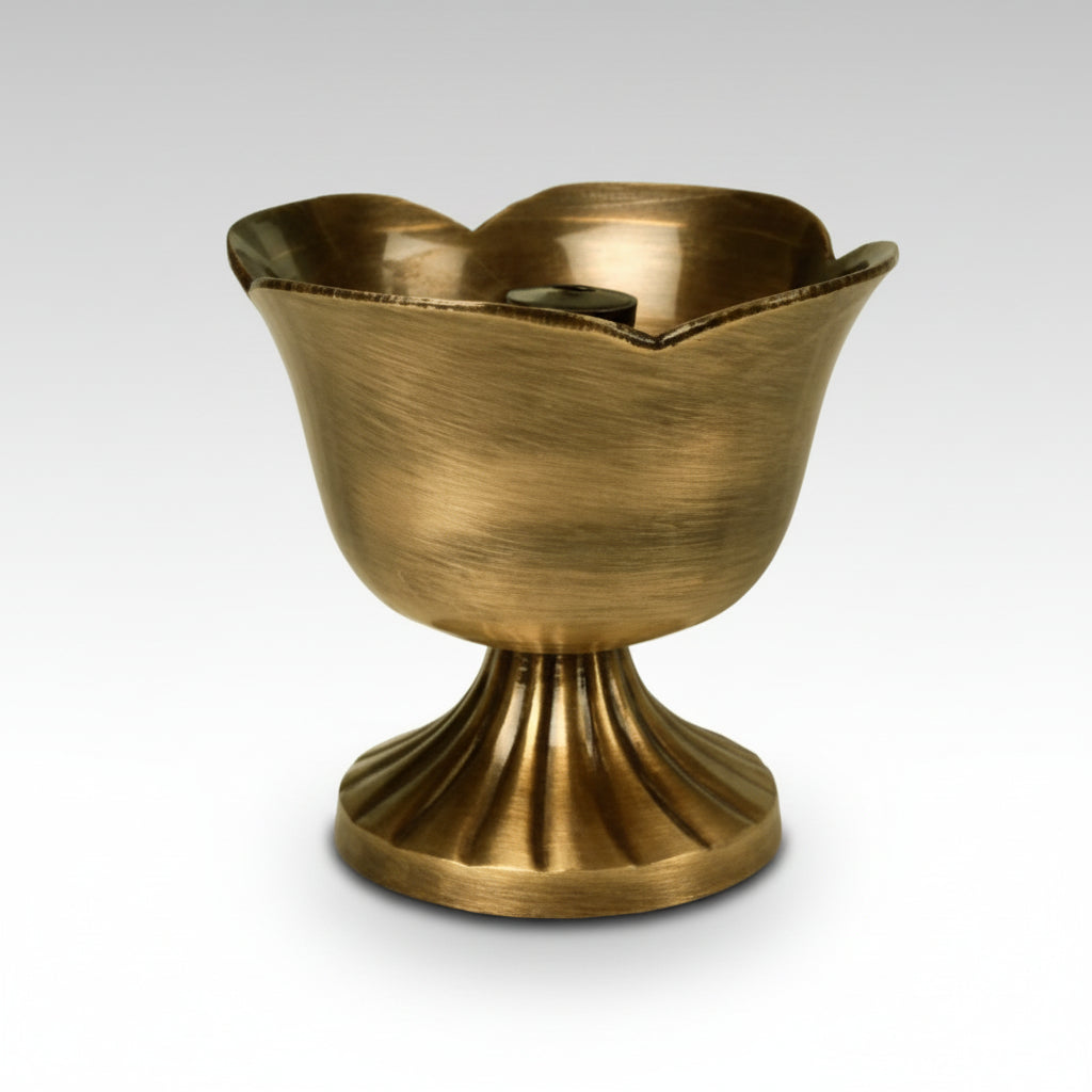 Clover Shape Brass Diya-Antique Finish