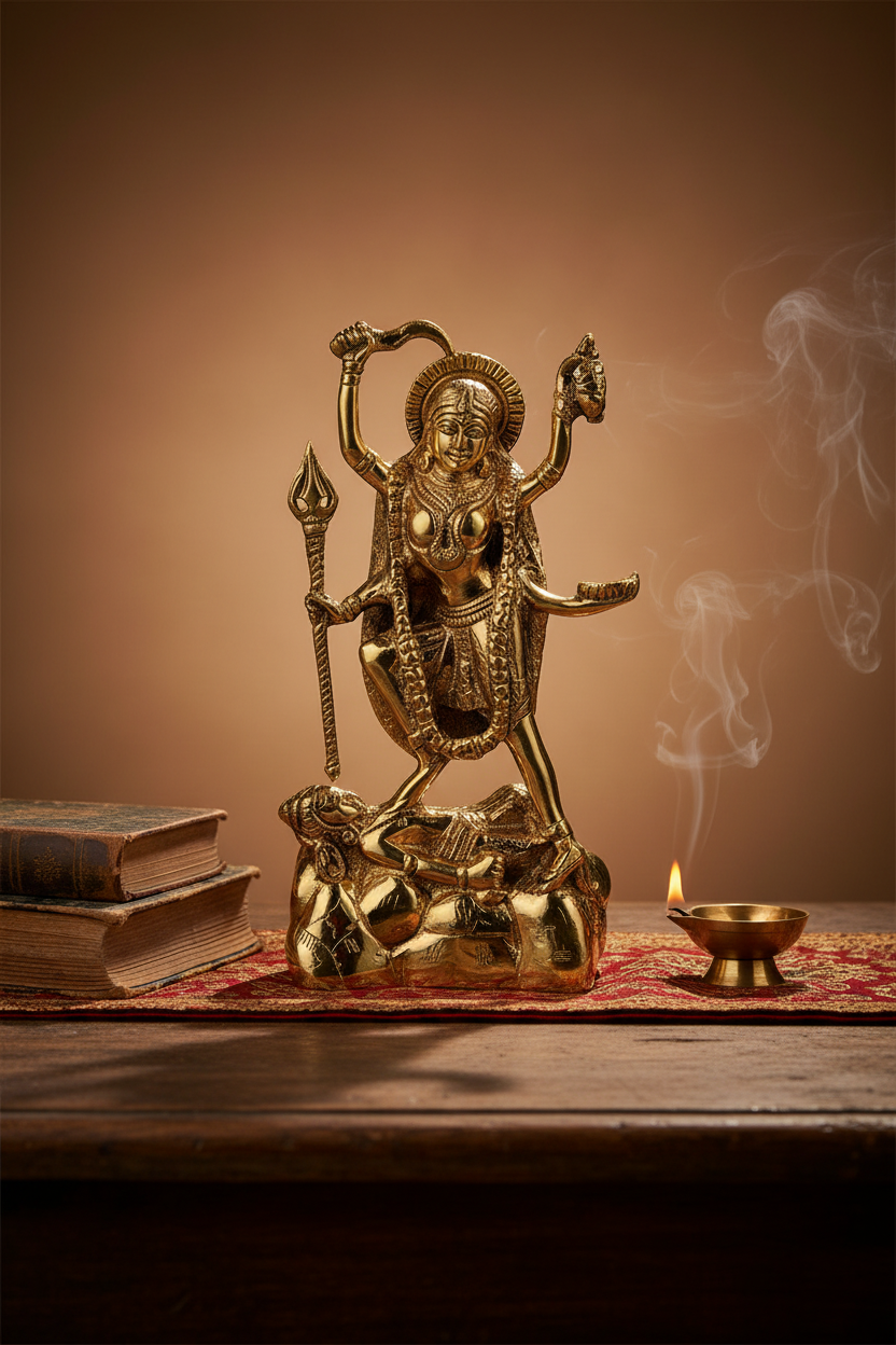 Kaali Devi Brass Murti | 8.2 Inch Handcrafted Idol - ManiMonk