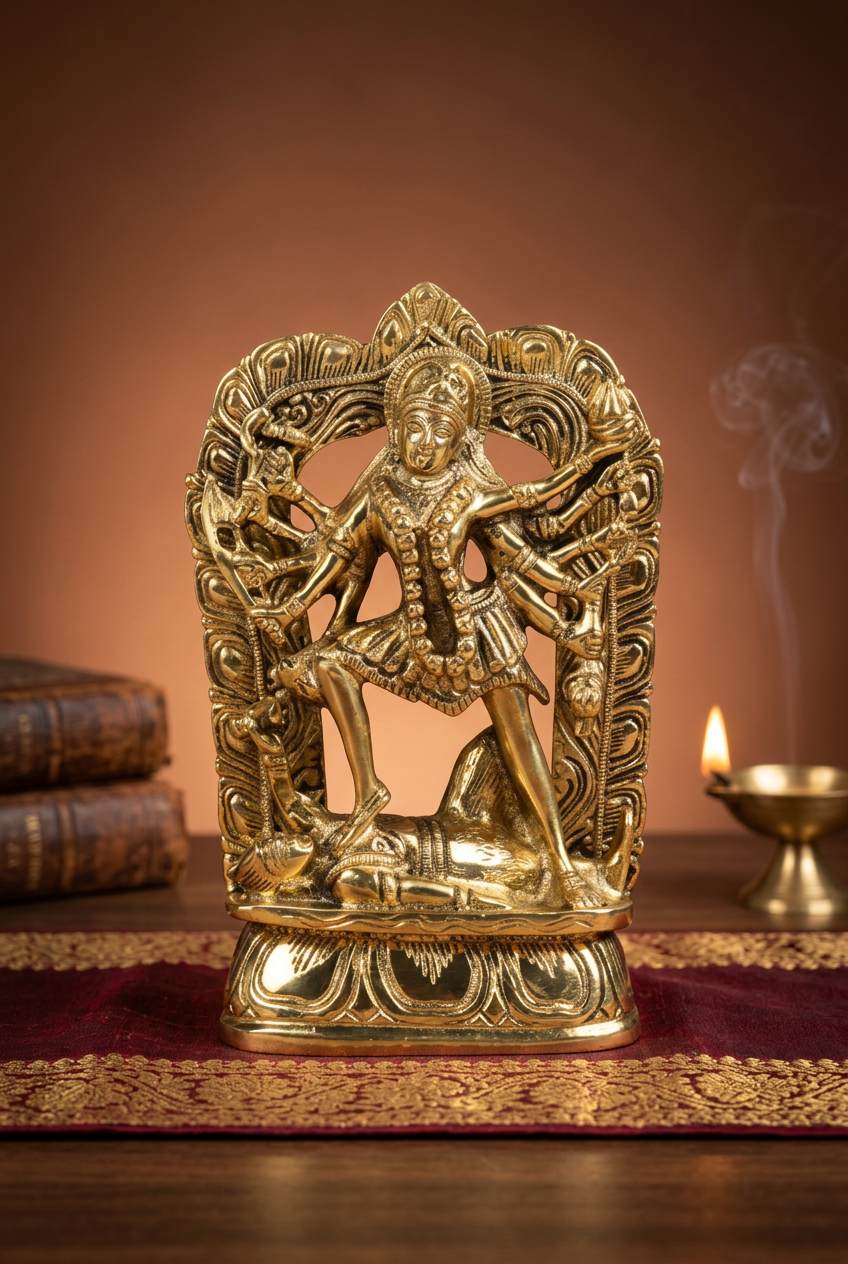 Kali Mata Brass Murti 6 Inch Handcrafted Idol for Home Temple