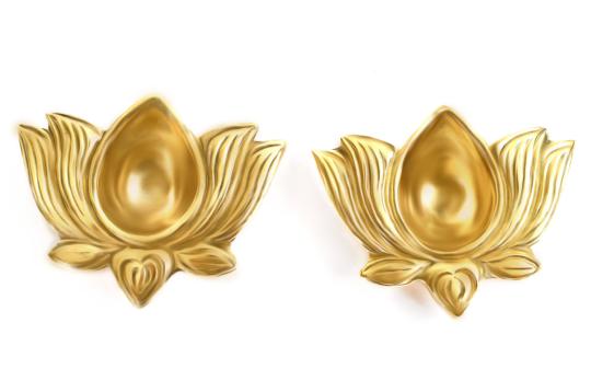 Brass Kamal Diya Set of 2