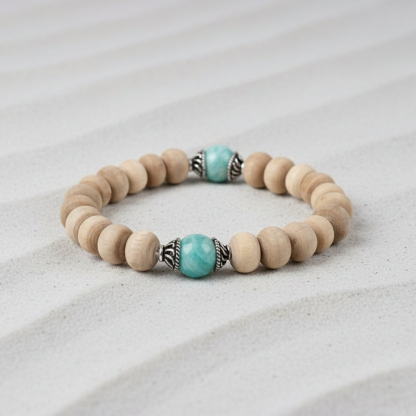 Amazonite and Tulsi beads Bracelet